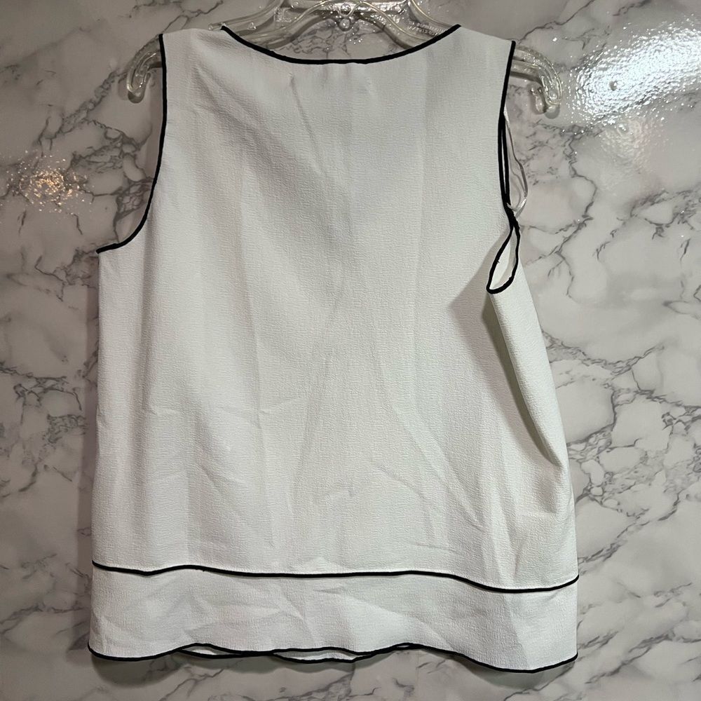 Zara White Neck Top with Contrast Piping Trim Size XS - Picture 11 of 13
